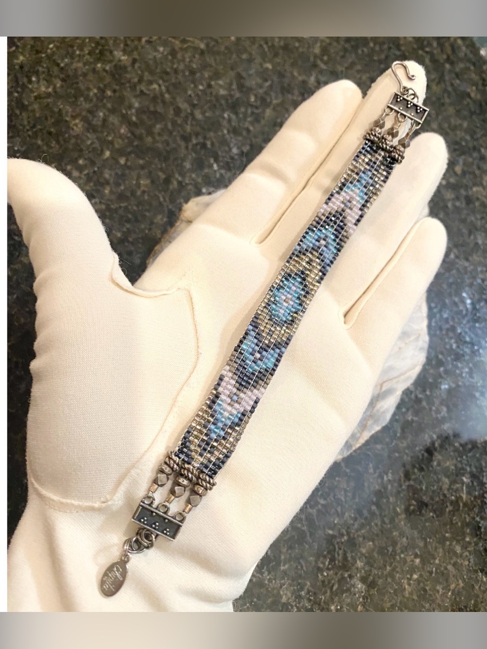 Signature - Chipita Hand Woven Glass Sterling Silver Bead Loom Bracelet
